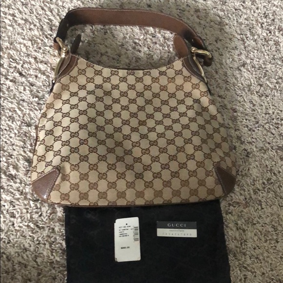 RARE Gucci brown canvas horse-bit hobo - Picture 7 of 8
